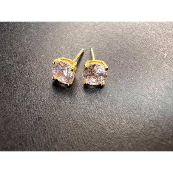5.5mm CZ stud earrings in gold over sterling silver - Picture 1 of 13